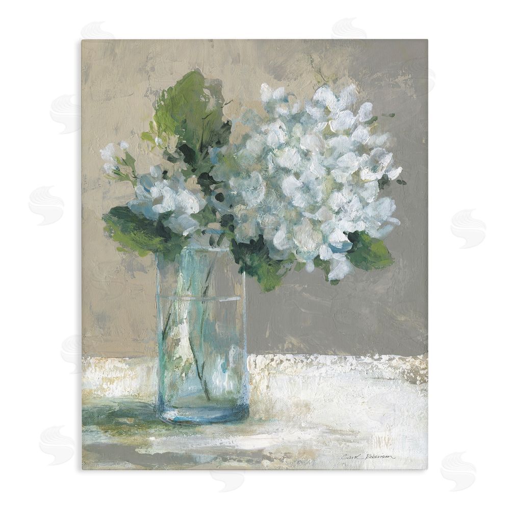 Carol Robinson Serene White Hydrangeas in Glass Stretched Canvas Wall Art Print