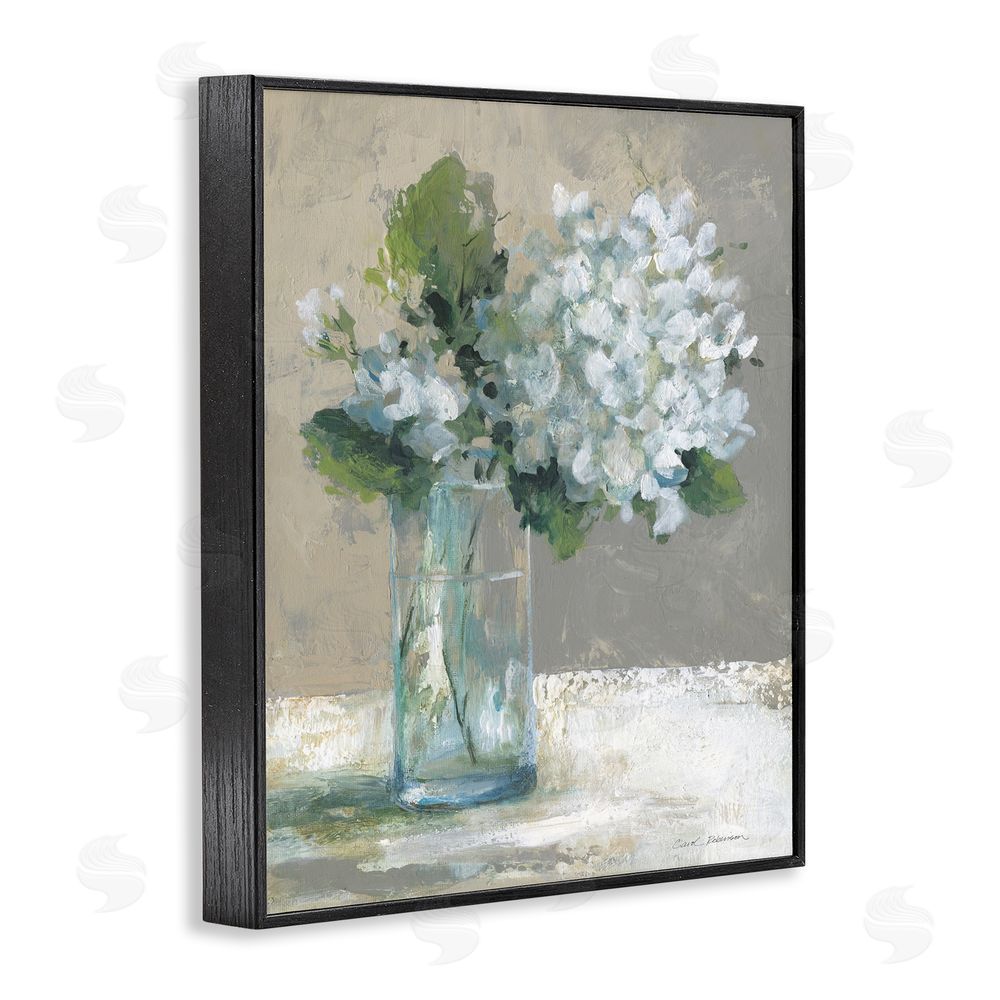 Carol Robinson Serene White Hydrangeas in Glass Black Framed Giclee Wall Art Print