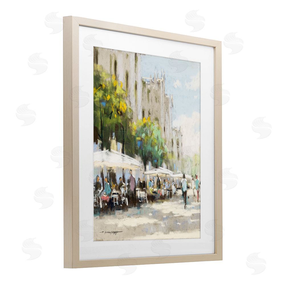 Anthony Orme Street Cafe on Boulevard Brown Framed Print Under Glass Wall Art