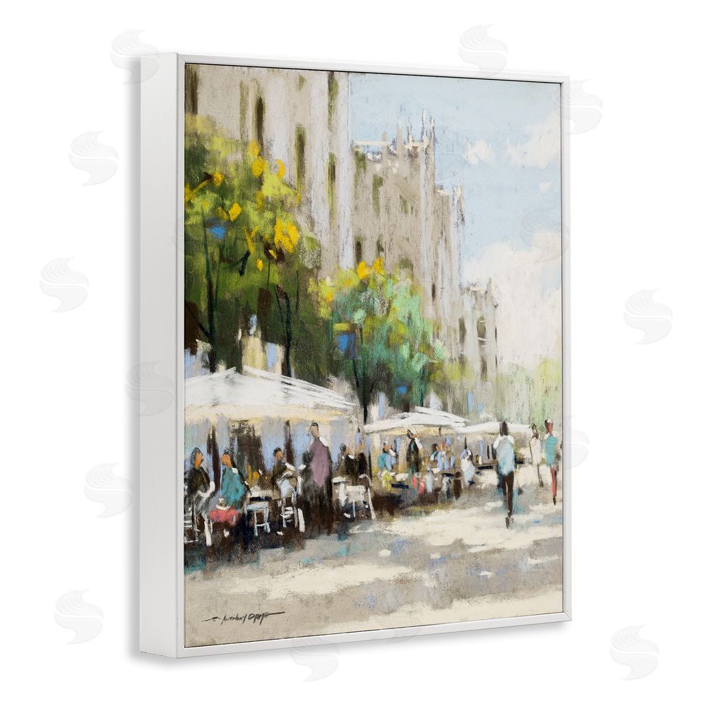 Anthony Orme Street Cafe on Boulevard White Framed Giclee Wall Art Print