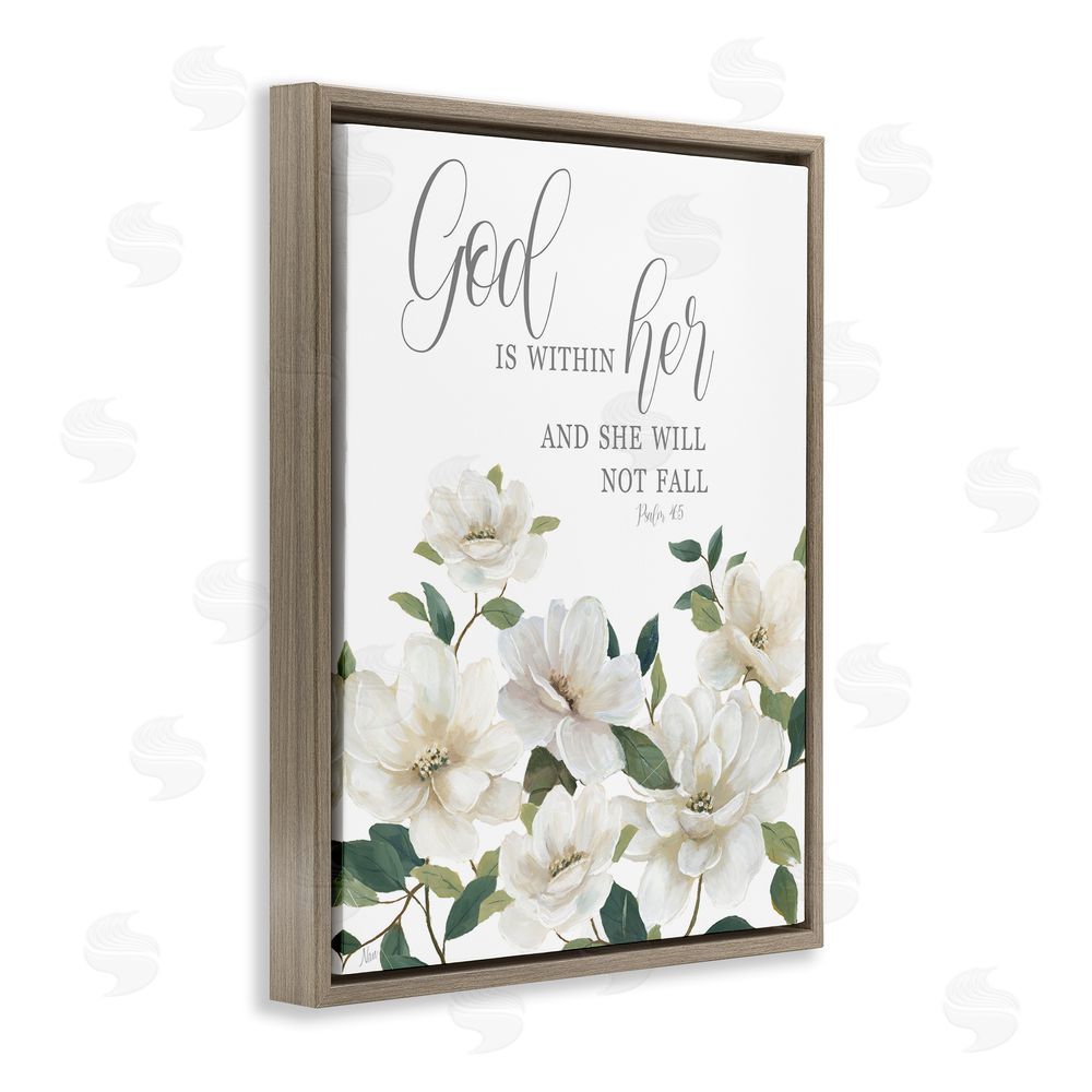 Nan God Is Within Her Brown Floating Frame Canvas Wall Art Print