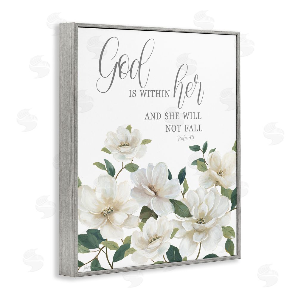 Nan God Is Within Her Gray Framed Giclee Wall Art Print