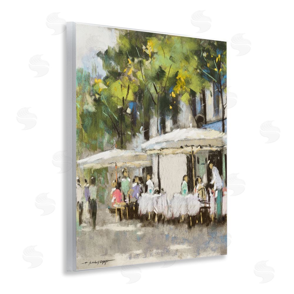 Anthony Orme Sunny Street Cafe Dining Wooden Wall Plaque Art Print