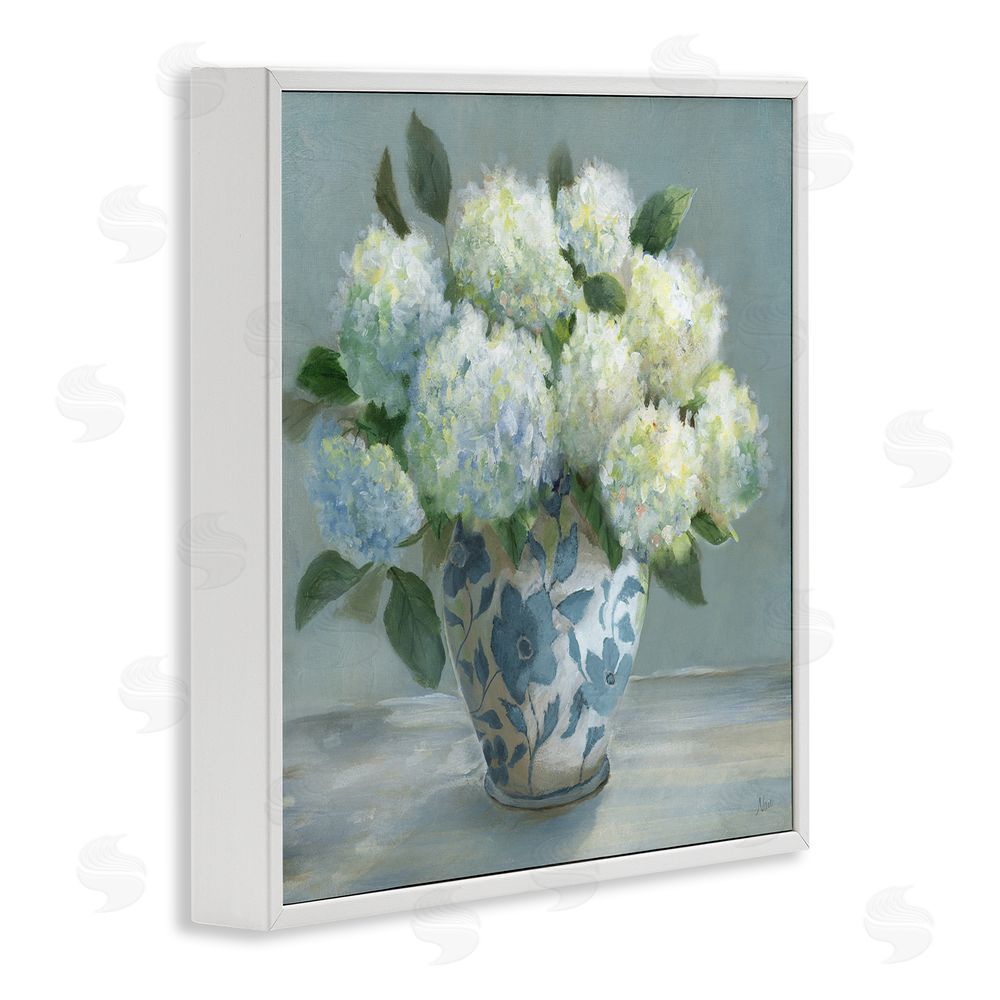Nan Hydrangeas in Elegant Vase White Framed Giclee Wall Art Print