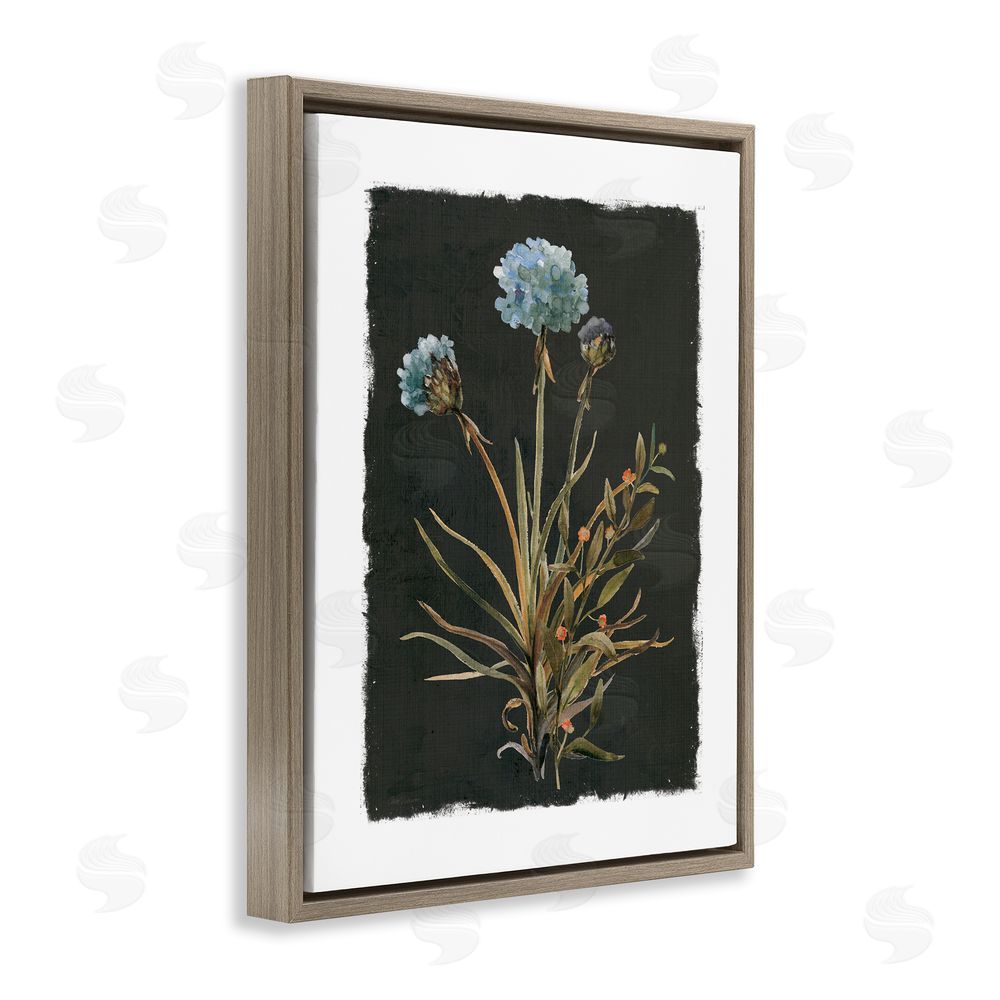Carol Robinson Cerulean Bloom on Dark Green Brown Floating Frame Canvas Wall Art Print