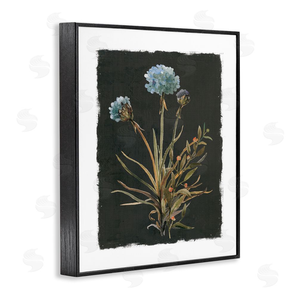 Carol Robinson Cerulean Bloom on Dark Green Black Framed Giclee Wall Art Print