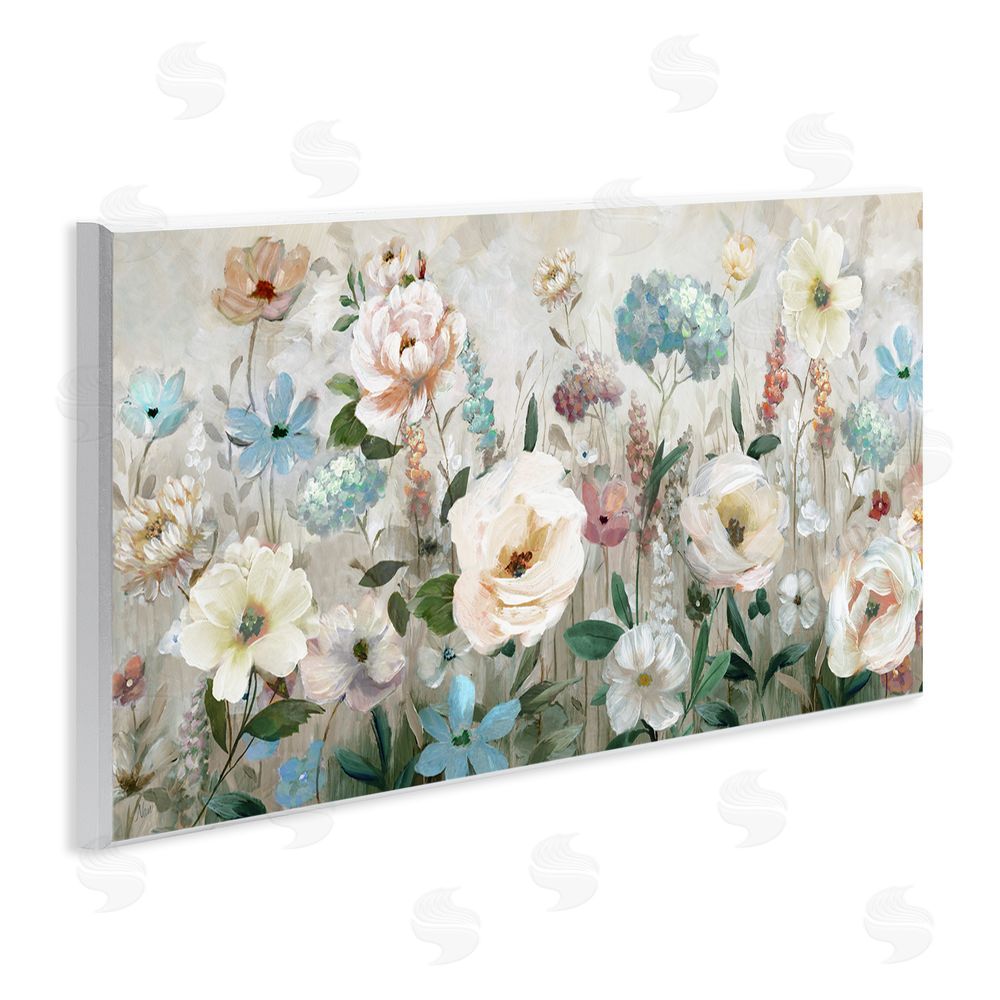 Nan Pastel Garden of Peonies Wooden Wall Plaque Art Print