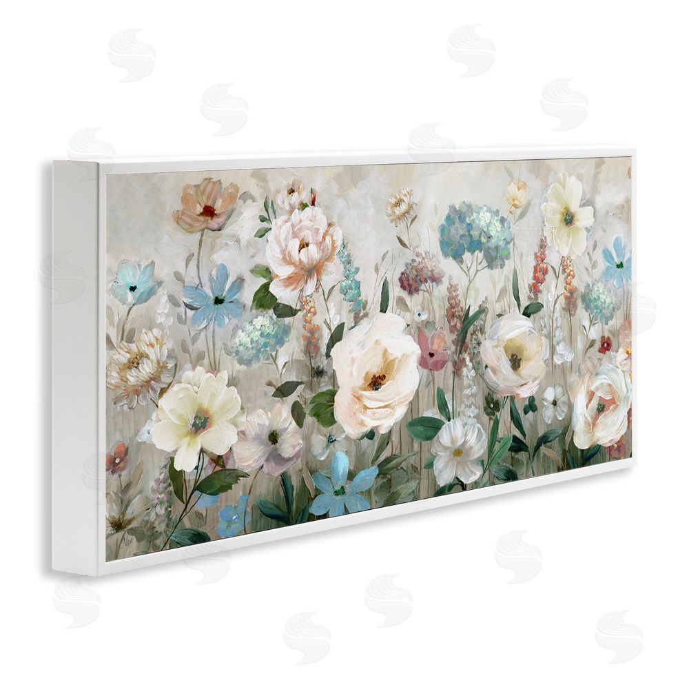Nan Pastel Garden of Peonies White Framed Giclee Wall Art Print