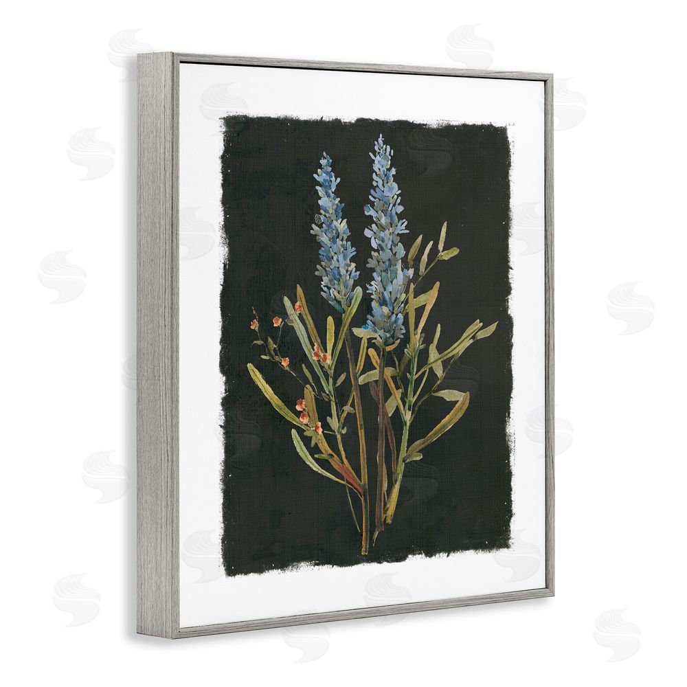 Carol Robinson Lavender Sprigs on Dark Background Gray Framed Giclee Wall Art Print
