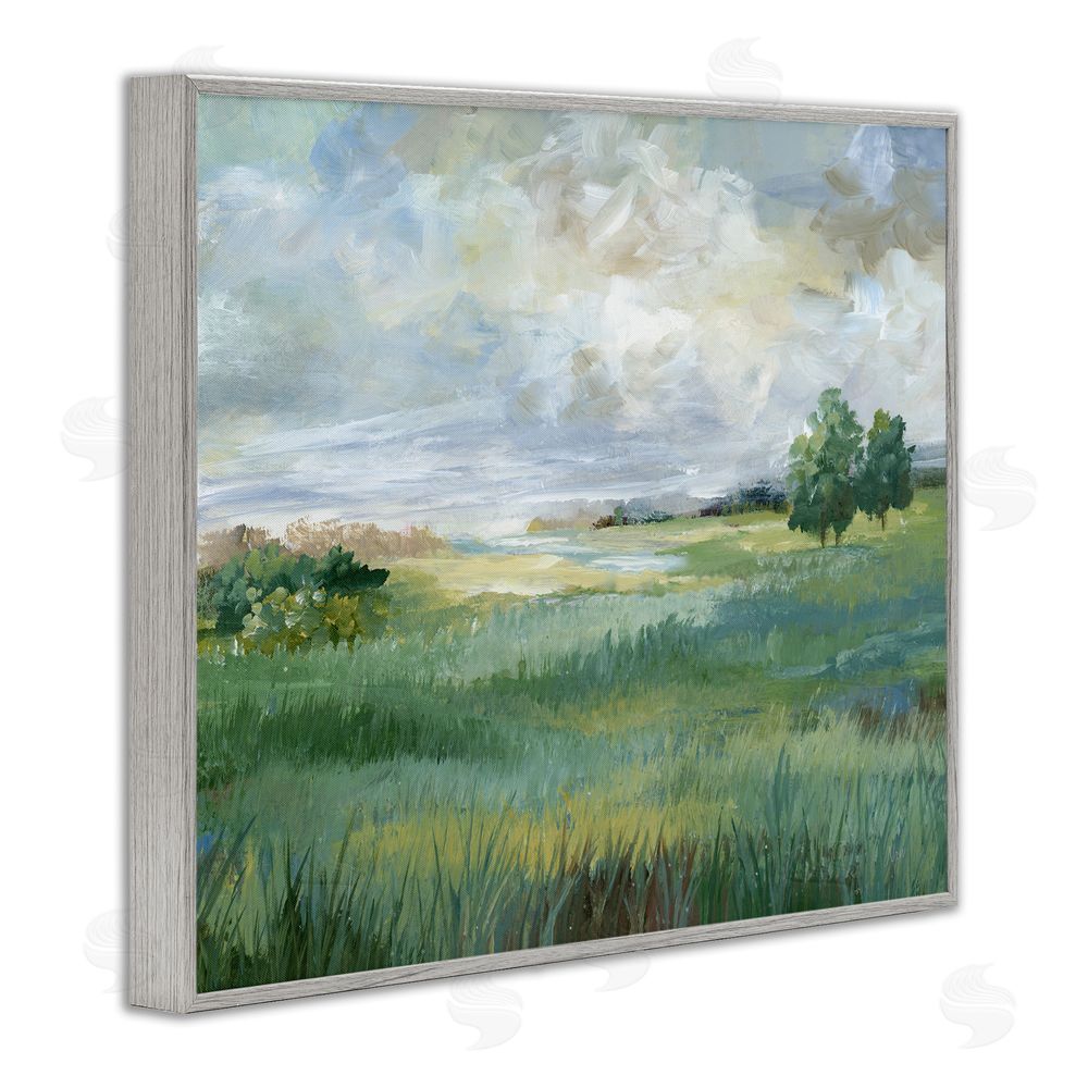 Nan Idyllic Summer Field Gray Framed Giclee Wall Art Print