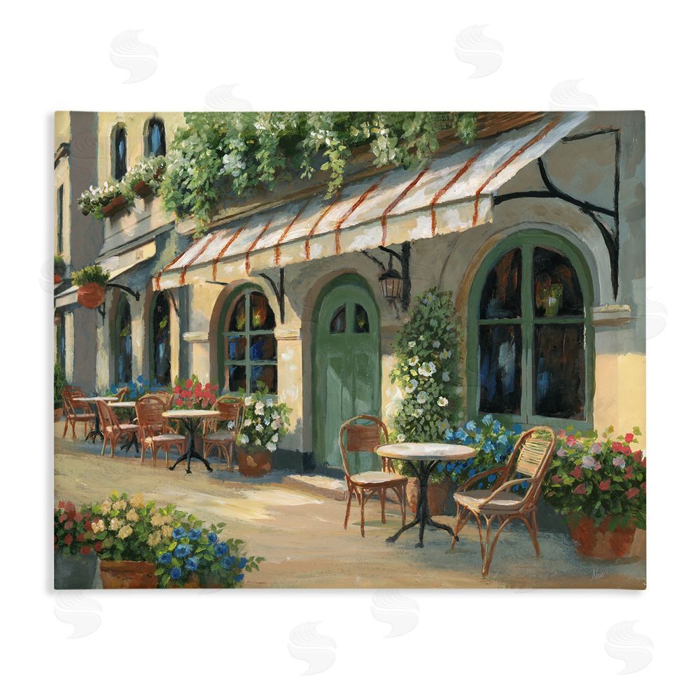 Nan Cozy Cafe Sunlit Patio Stretched Canvas Wall Art Print
