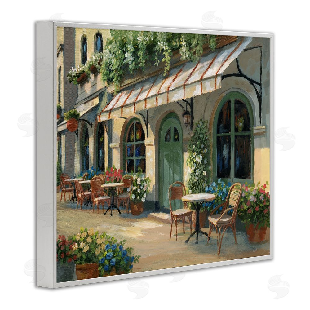 Nan Cozy Cafe Sunlit Patio White Framed Giclee Wall Art Print