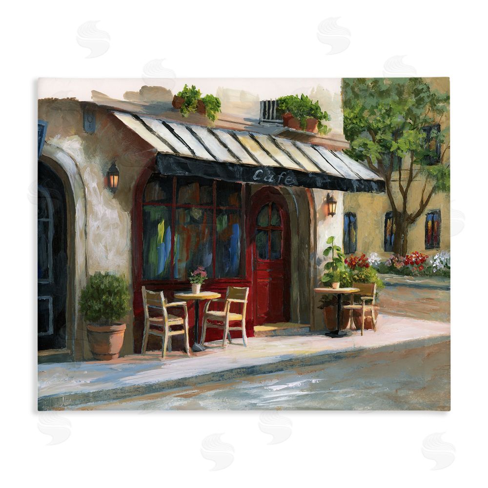 Nan Charming Sidewalk Cafe Tables Stretched Canvas Wall Art Print