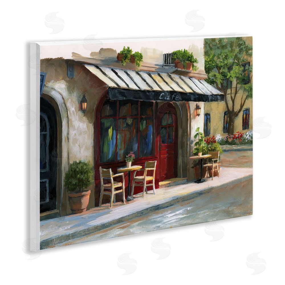 Nan Charming Sidewalk Cafe Tables Wooden Wall Plaque Art Print