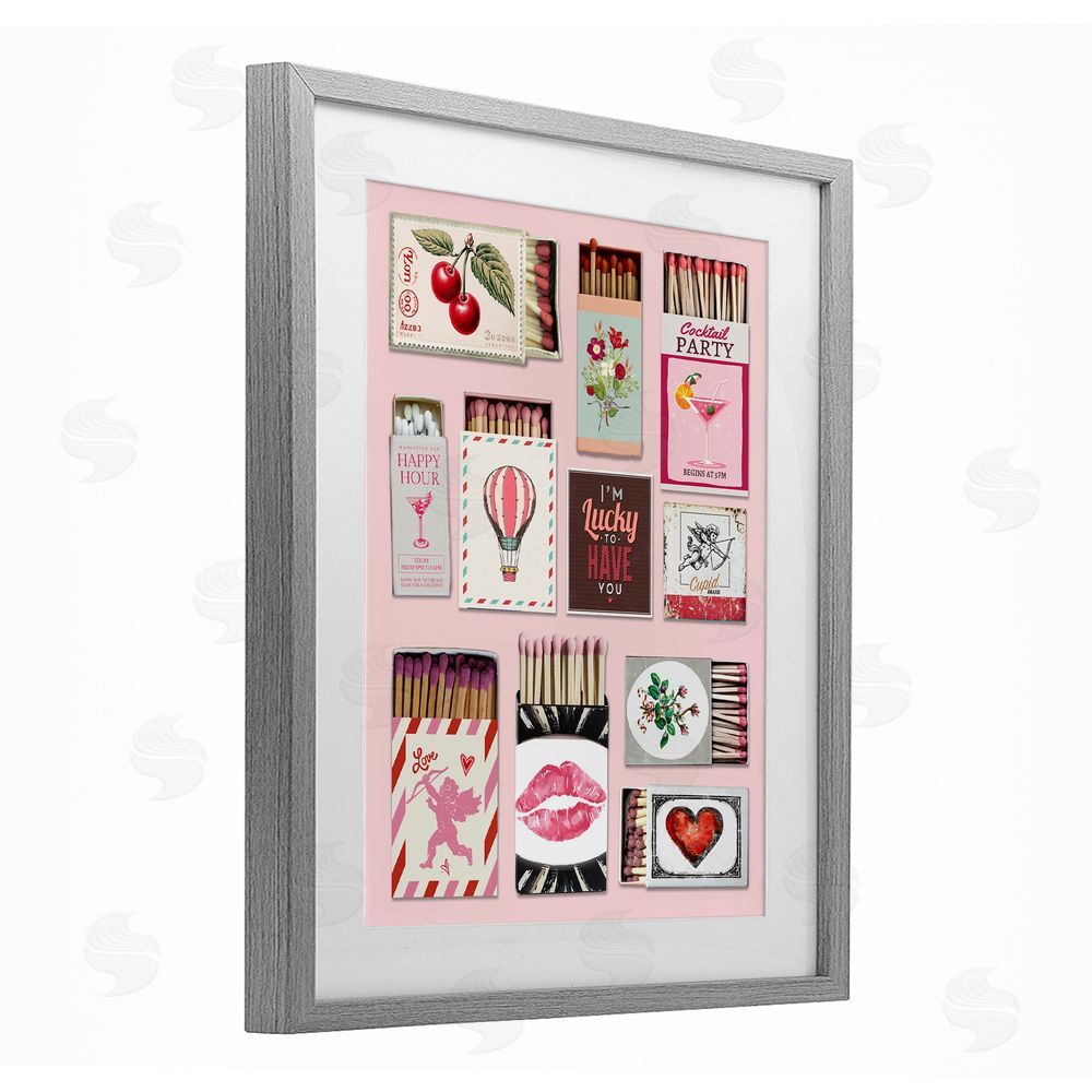 CAD Designs Vintage Romantic Matchbox Collection Gray Framed Print Under Glass Wall Art