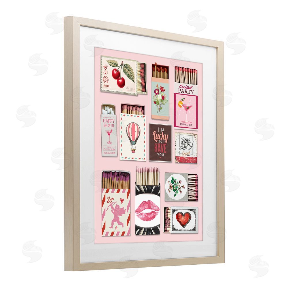 CAD Designs Vintage Romantic Matchbox Collection Brown Framed Print Under Glass Wall Art