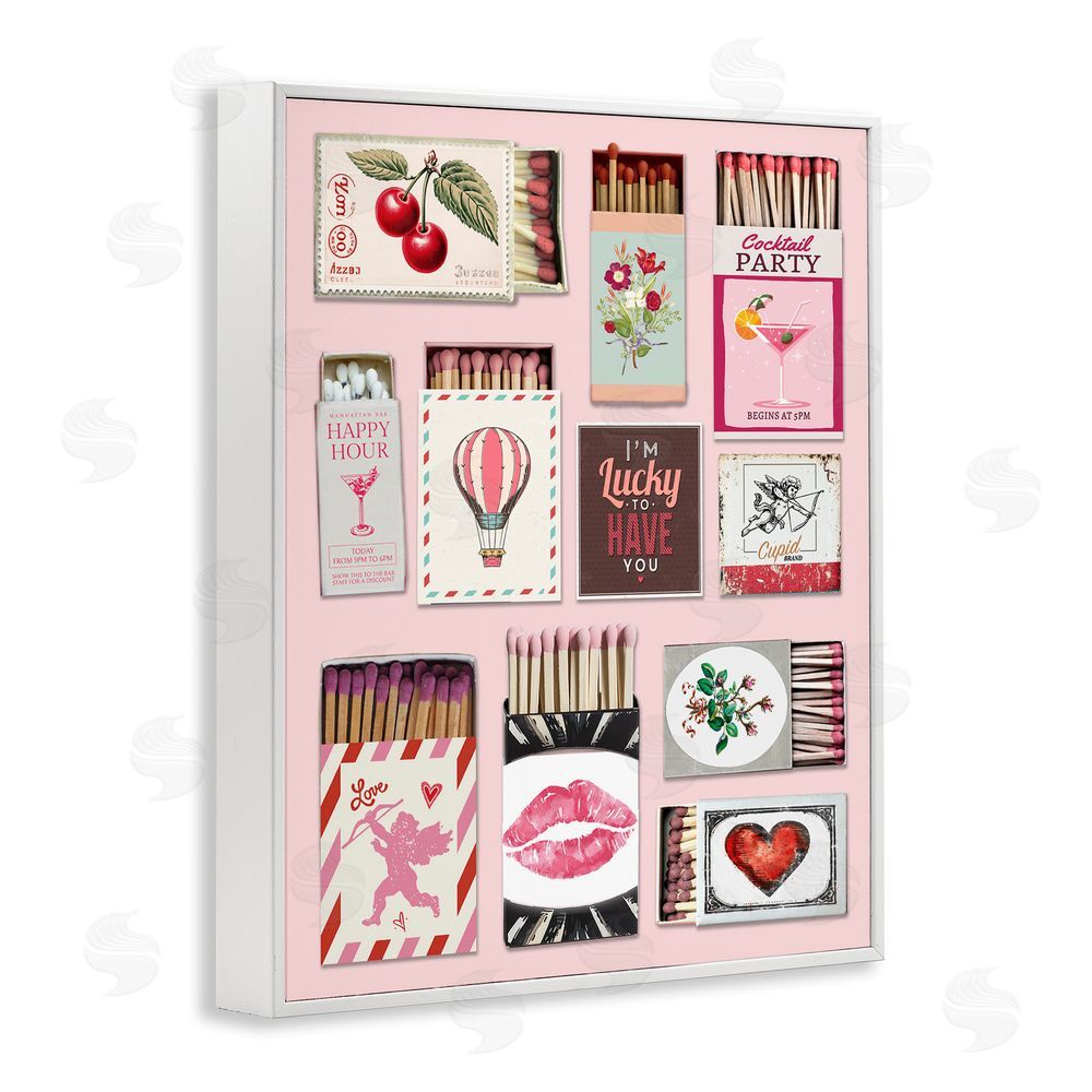 CAD Designs Vintage Romantic Matchbox Collection White Framed Giclee Wall Art Print