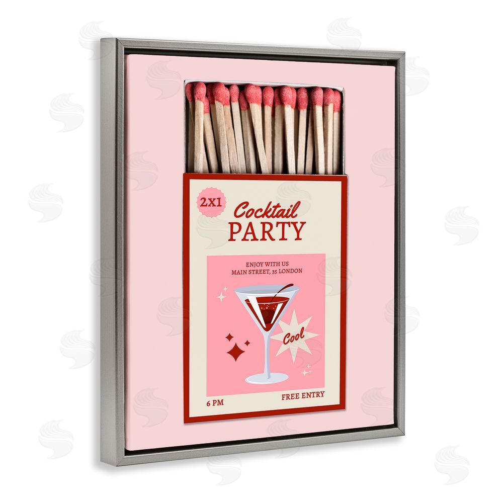 CAD Designs Cocktail Party Matchbox Gray Floating Frame Canvas Wall Art Print