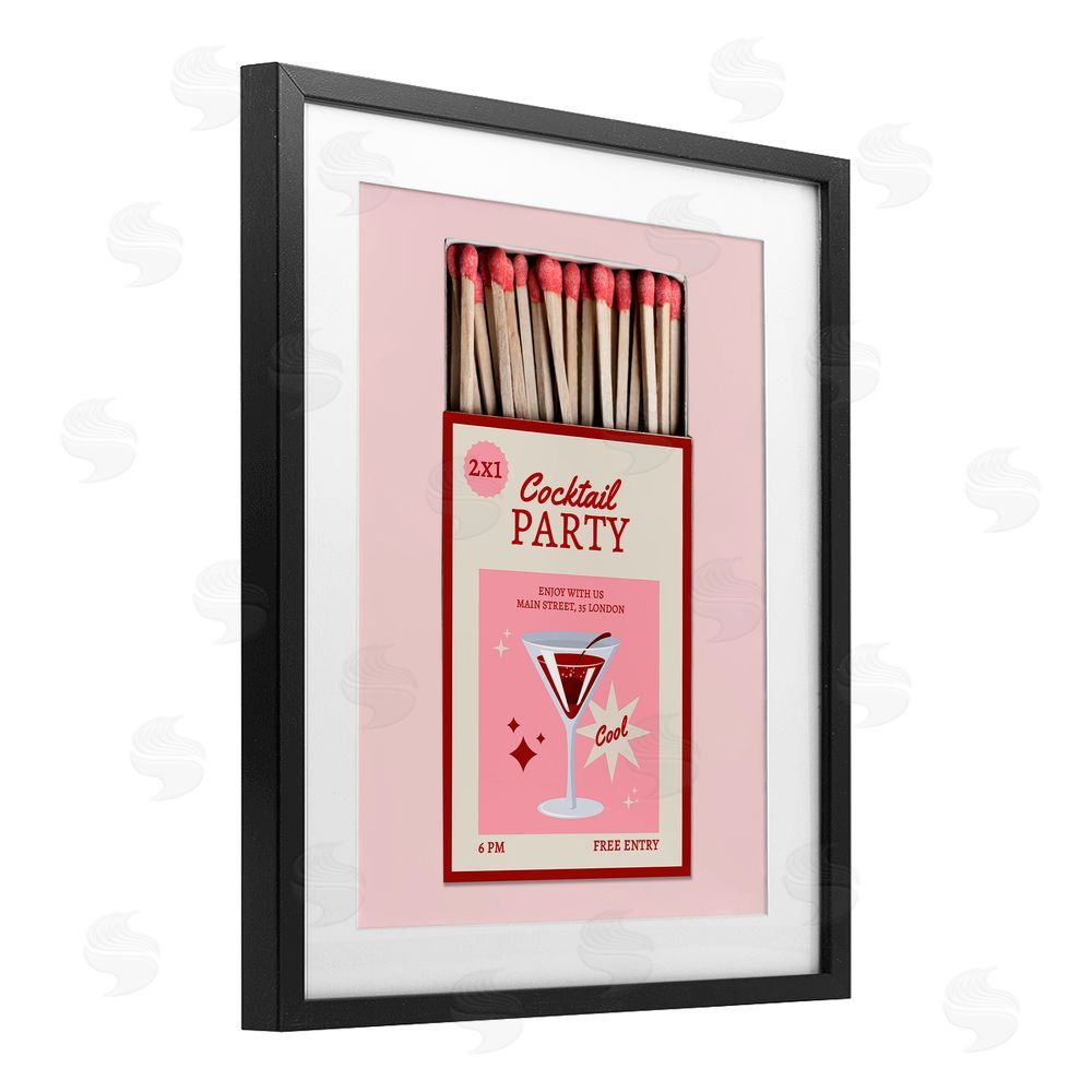 CAD Designs Cocktail Party Matchbox Black Framed Print Under Glass Wall Art