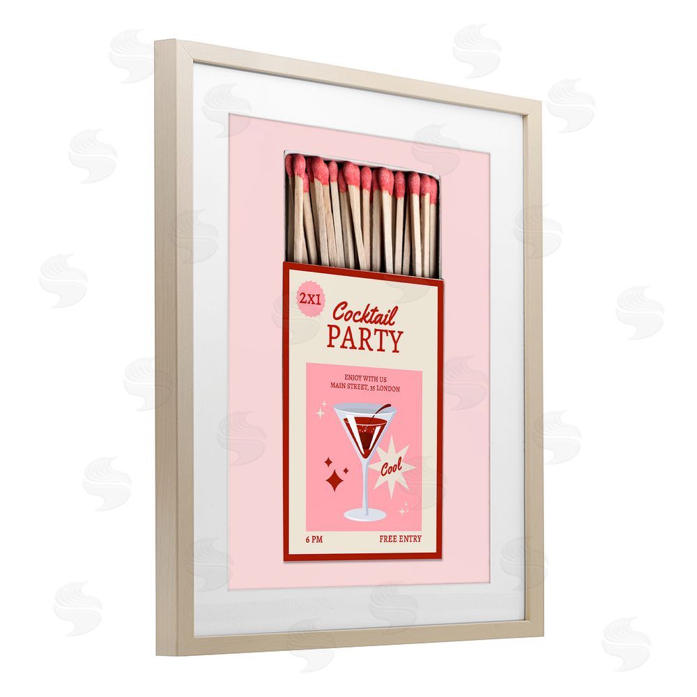 CAD Designs Cocktail Party Matchbox Brown Framed Print Under Glass Wall Art