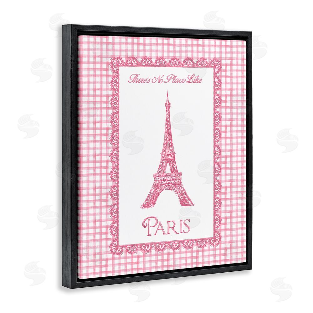 Conrad Knutsen No Place Like Paris Pink Lace Black Floating Frame Canvas Wall Art Print