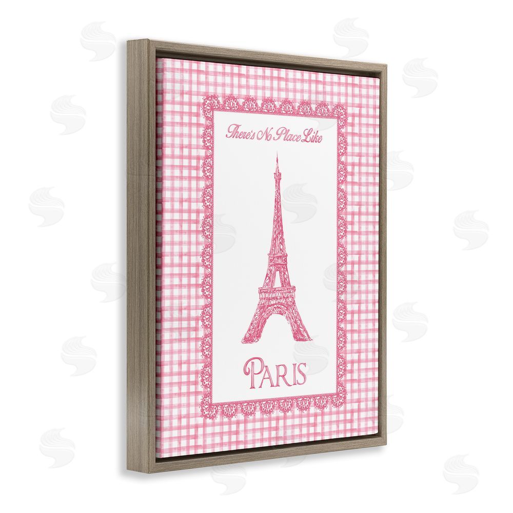Conrad Knutsen No Place Like Paris Pink Lace Brown Floating Frame Canvas Wall Art Print