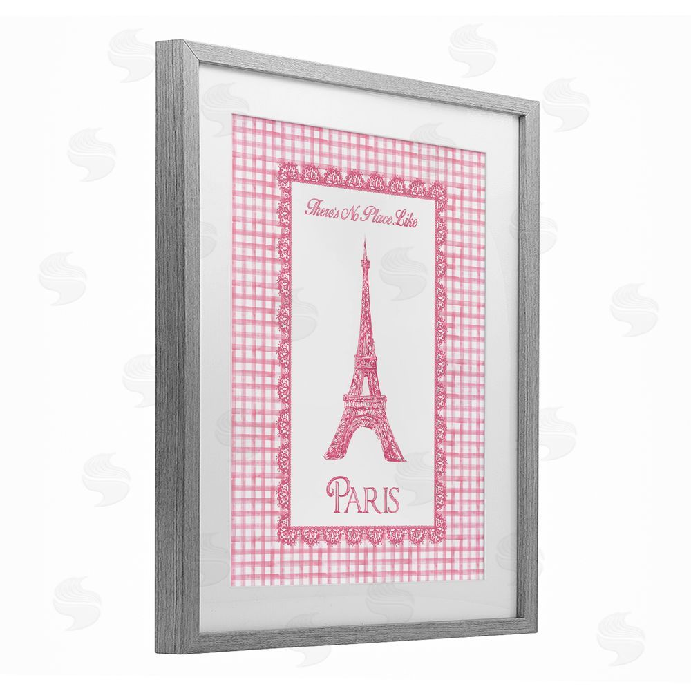 Conrad Knutsen No Place Like Paris Pink Lace Gray Framed Print Under Glass Wall Art