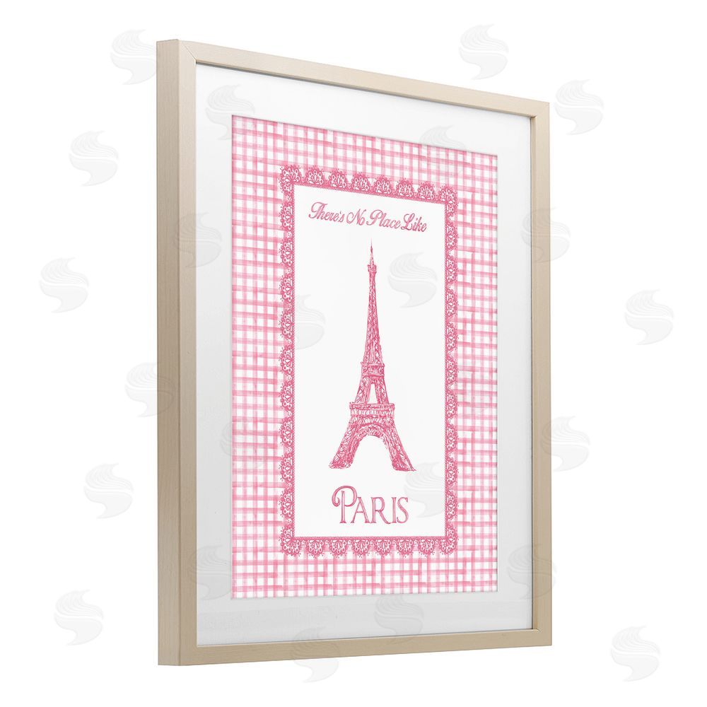 Conrad Knutsen No Place Like Paris Pink Lace Brown Framed Print Under Glass Wall Art