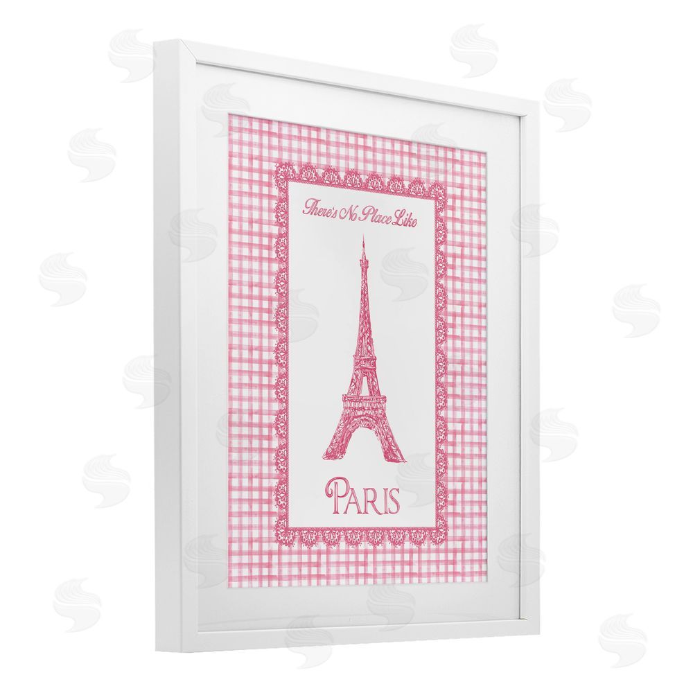 Conrad Knutsen No Place Like Paris Pink Lace White Framed Print Under Glass Wall Art