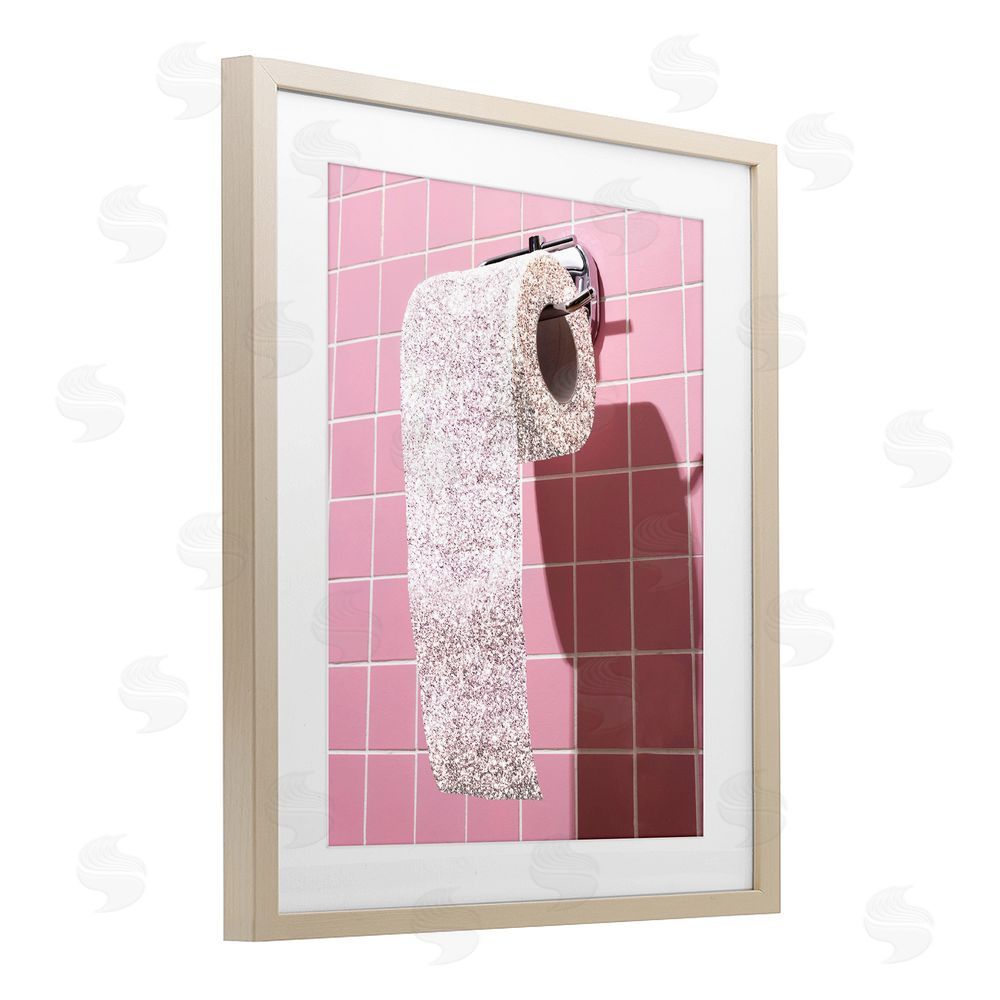 CAD Designs Glitter Pink Toilet Paper Brown Framed Print Under Glass Wall Art