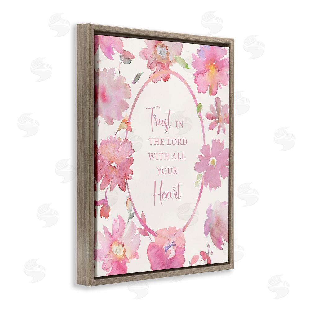 Theresa Heidel Trust In The Lord Pink Blooms Brown Floating Frame Canvas Wall Art Print