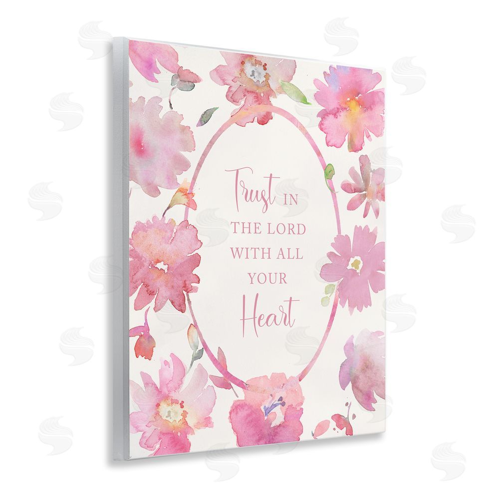 Theresa Heidel Trust In The Lord Pink Blooms Wooden Wall Plaque Art Print