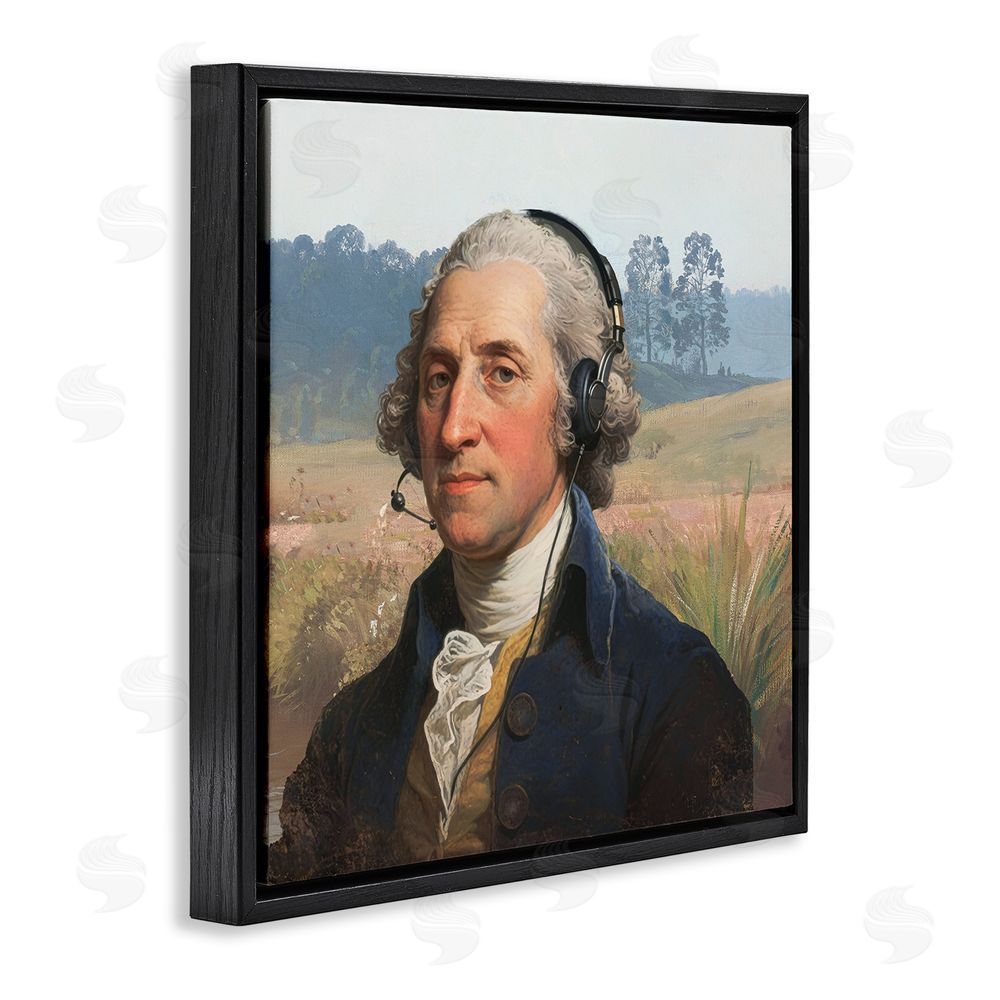 CAD Designs Classical Gentleman with Headset Black Floating Frame Canvas Wall Art Print