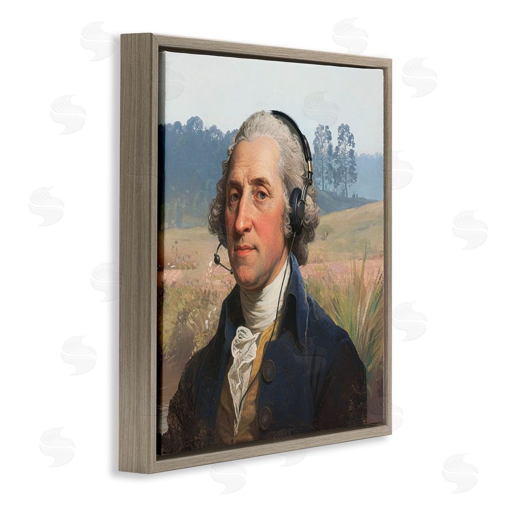 CAD Designs Classical Gentleman with Headset Brown Floating Frame Canvas Wall Art Print