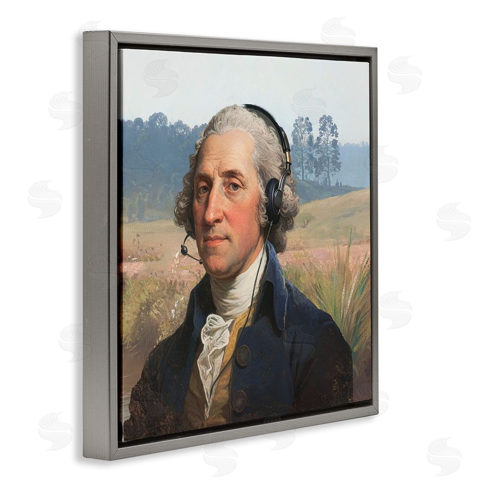CAD Designs Classical Gentleman with Headset Gray Floating Frame Canvas Wall Art Print