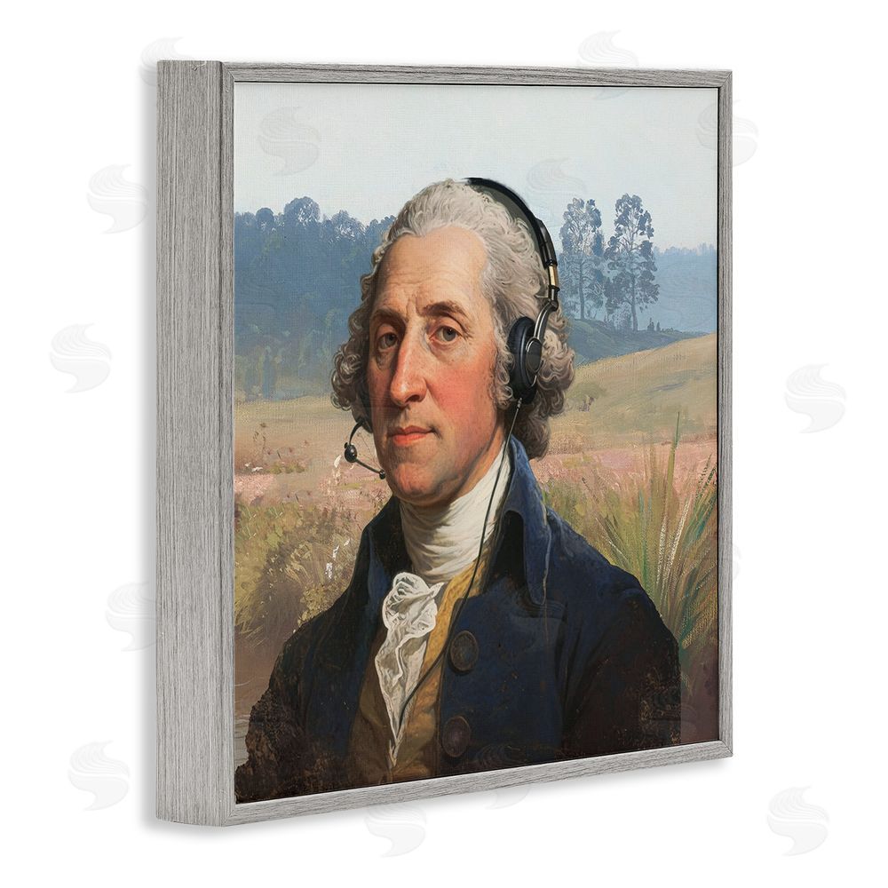CAD Designs Classical Gentleman with Headset Gray Framed Giclee Wall Art Print