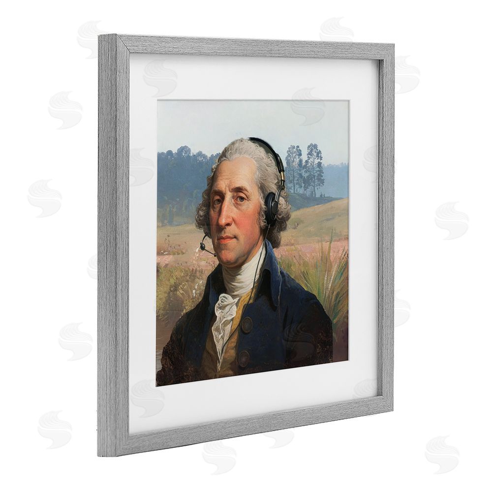 CAD Designs Classical Gentleman with Headset Gray Framed Print Under Glass Wall Art