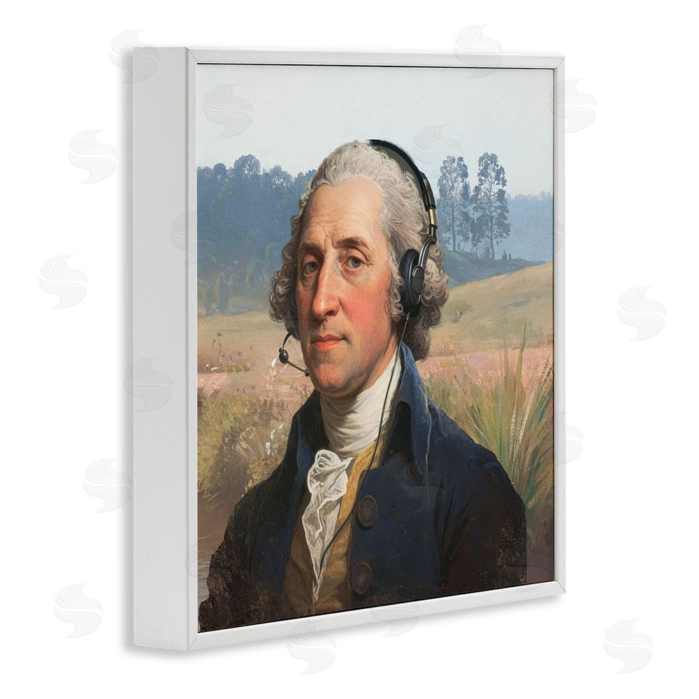 CAD Designs Classical Gentleman with Headset White Framed Giclee Wall Art Print