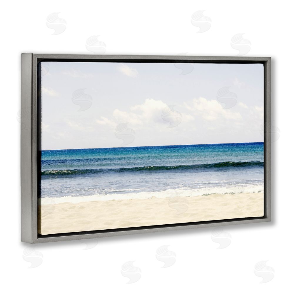Gemma Bardot Summer Seaside Escape Gray Floating Frame Canvas Wall Art Print