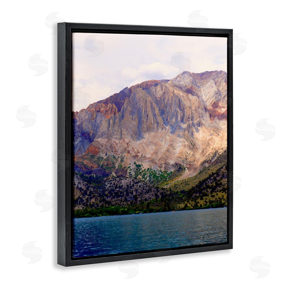 Gemma Bardot Serene Lake Beneath Mountains Black Floating Frame Canvas Wall Art Print