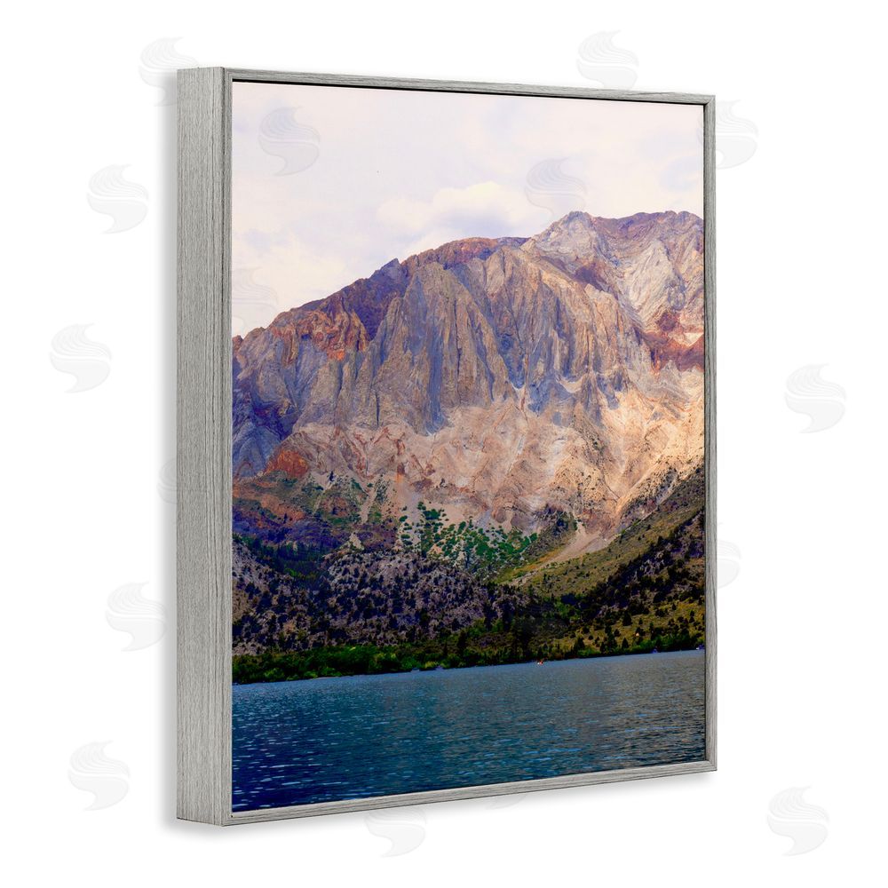 Gemma Bardot Serene Lake Beneath Mountains Gray Framed Giclee Wall Art Print