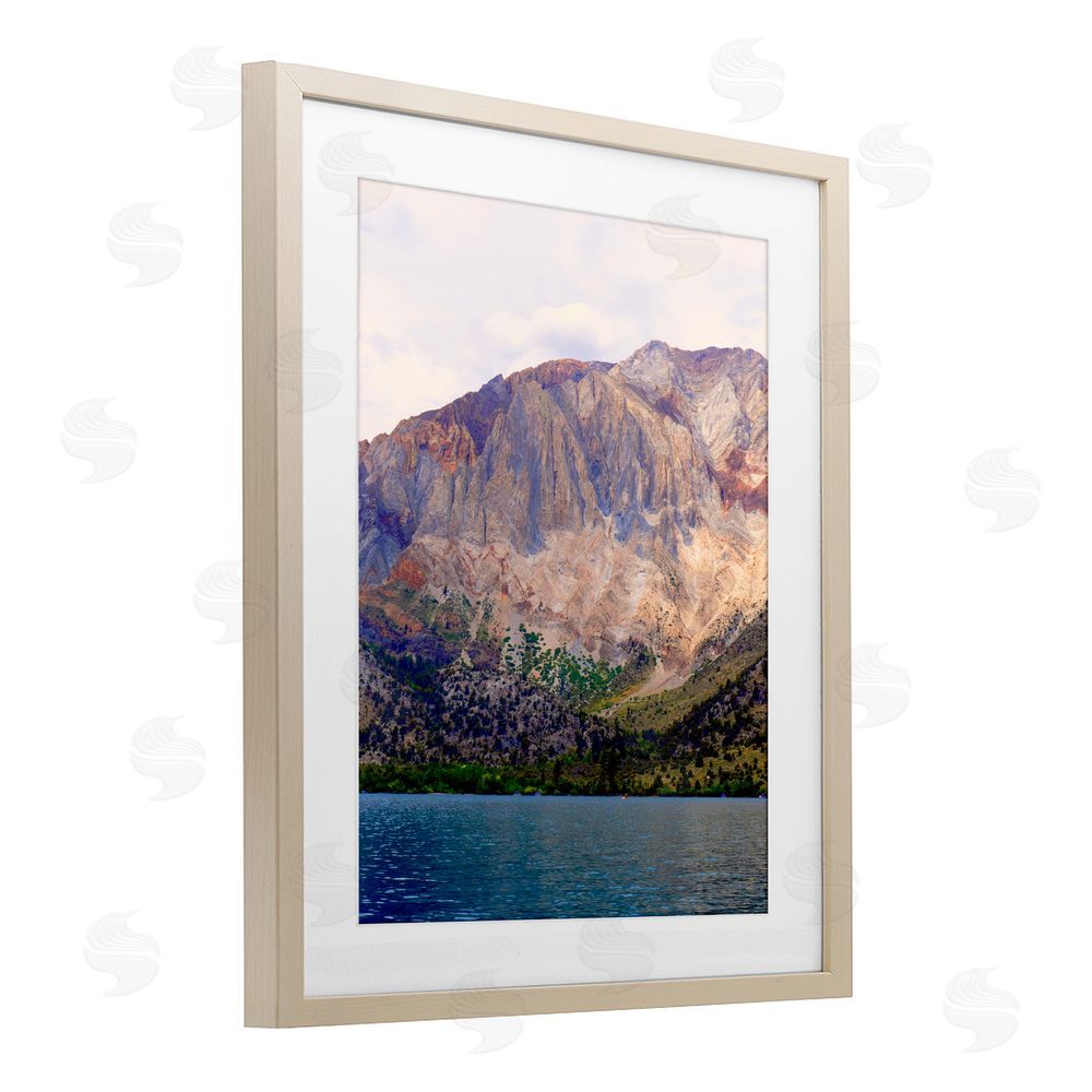 Gemma Bardot Serene Lake Beneath Mountains Brown Framed Print Under Glass Wall Art