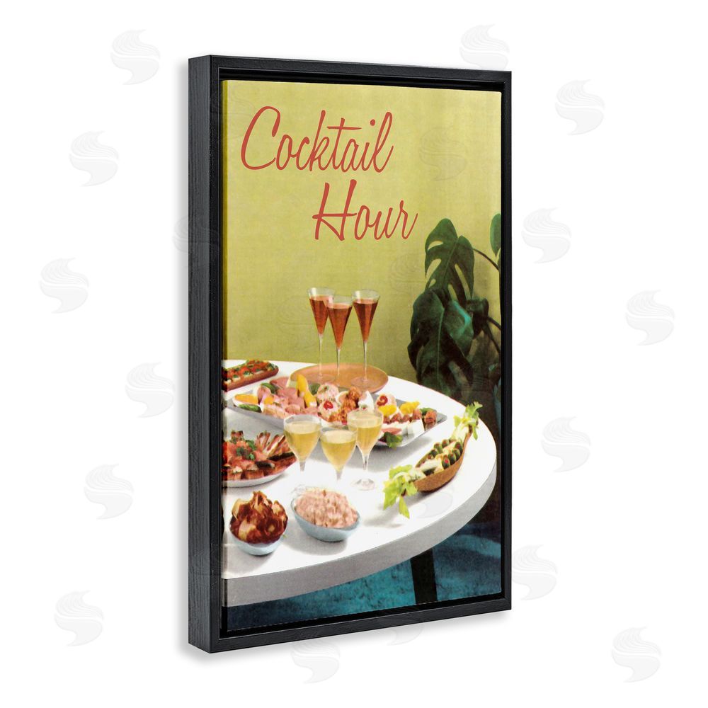 Tim Wright Cocktail Hour Table Spread Black Floating Frame Canvas Wall Art Print