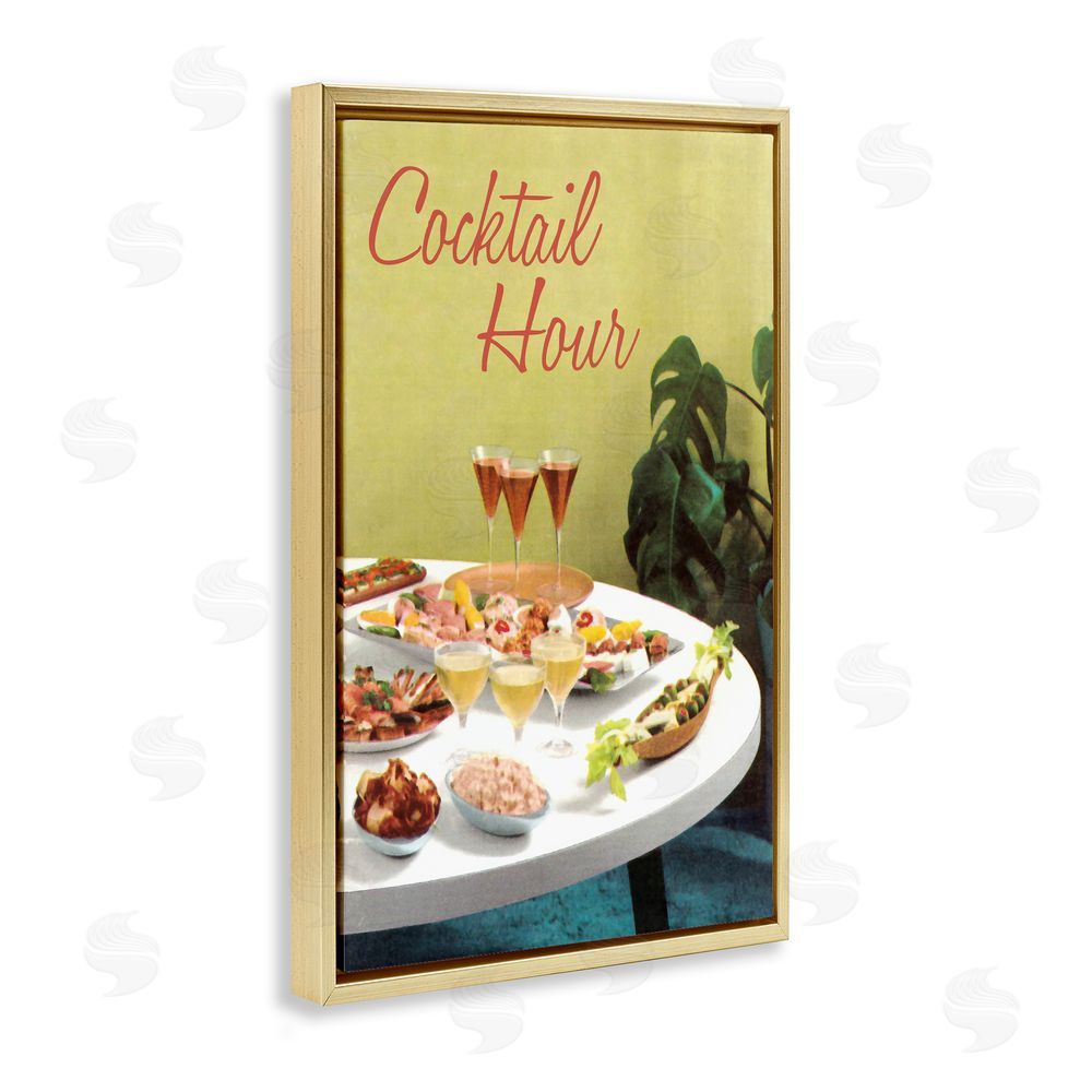 Tim Wright Cocktail Hour Table Spread Gold Floating Frame Canvas Wall Art Print