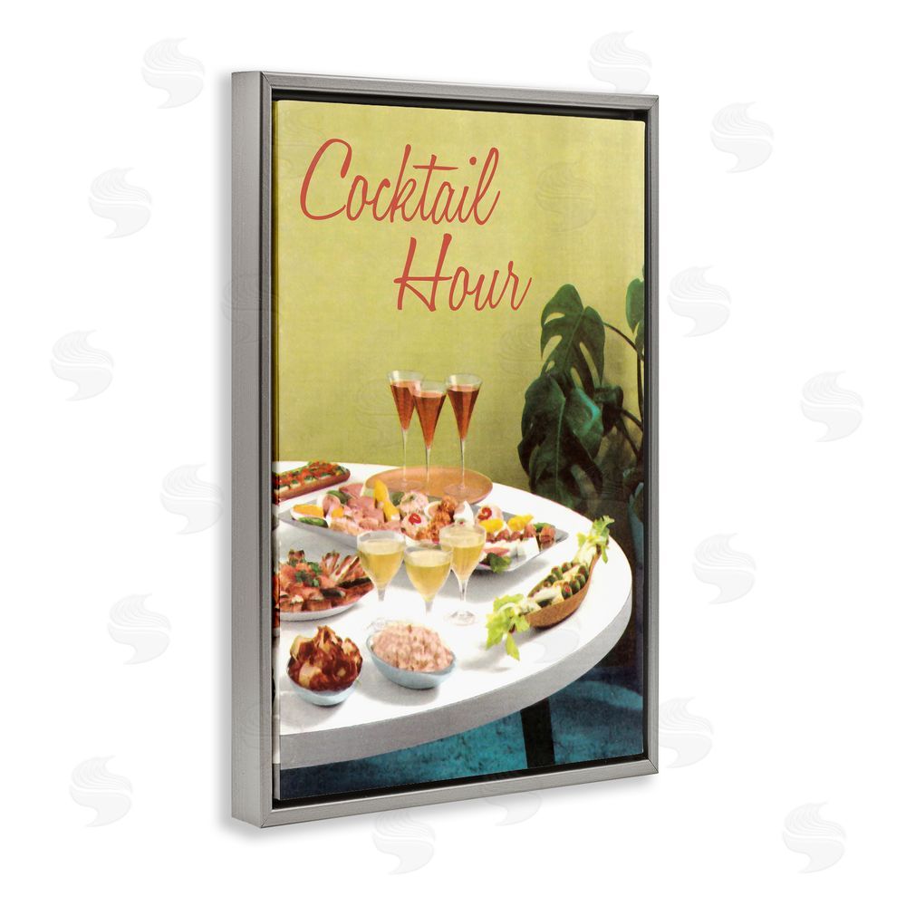 Tim Wright Cocktail Hour Table Spread Gray Floating Frame Canvas Wall Art Print