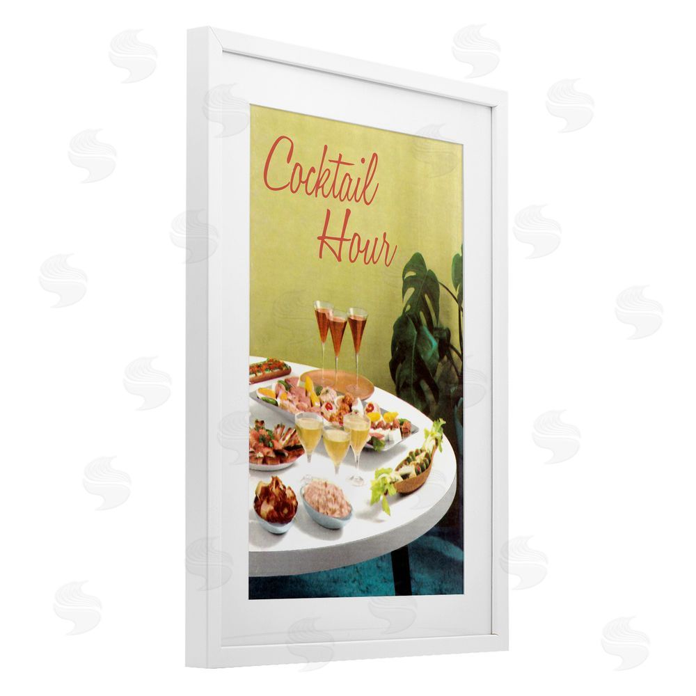 Tim Wright Cocktail Hour Table Spread White Framed Print Under Glass Wall Art