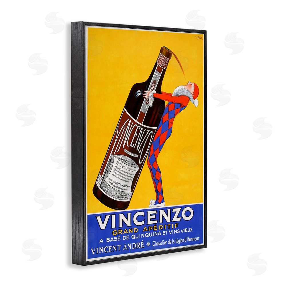 Vintage Posters Vincenzo Vintage Wine Black Framed Giclee Wall Art Print