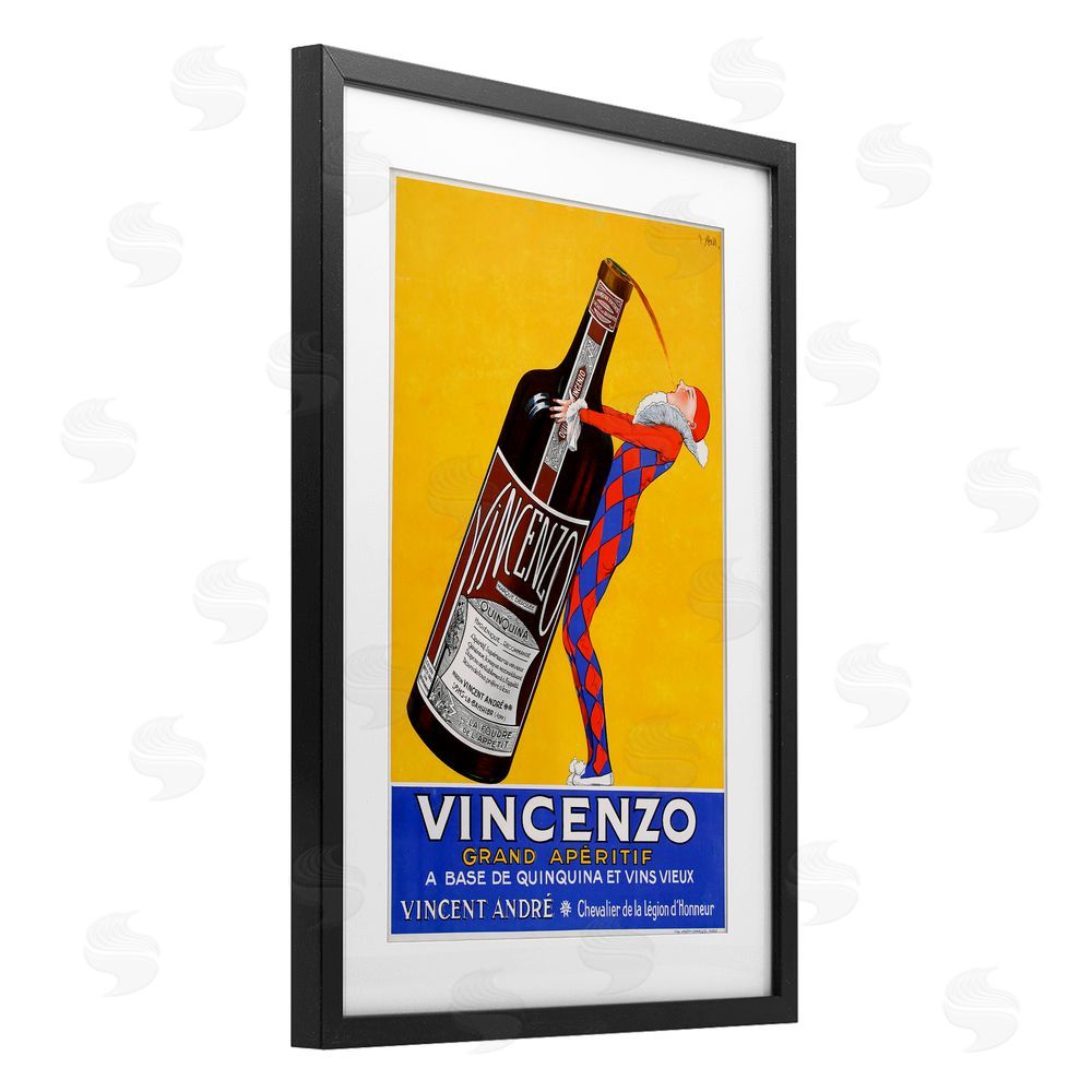 Vintage Posters Vincenzo Vintage Wine Black Framed Print Under Glass Wall Art