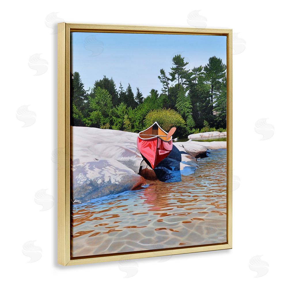 Kenneth M Kirsch Canoe at Water's Edge Gold Floating Frame Canvas Wall Art Print