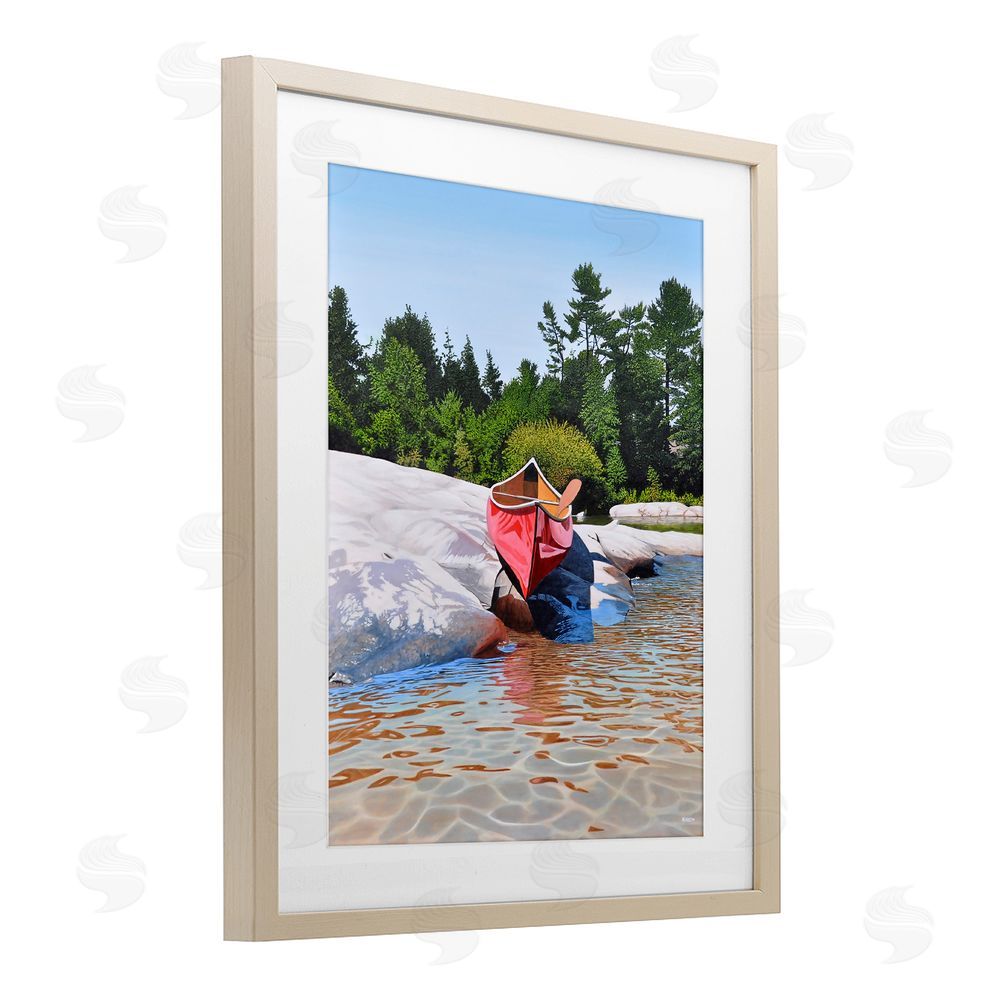 Kenneth M Kirsch Canoe at Water's Edge Brown Framed Print Under Glass Wall Art